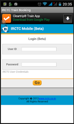 IRCTC Mobile booking